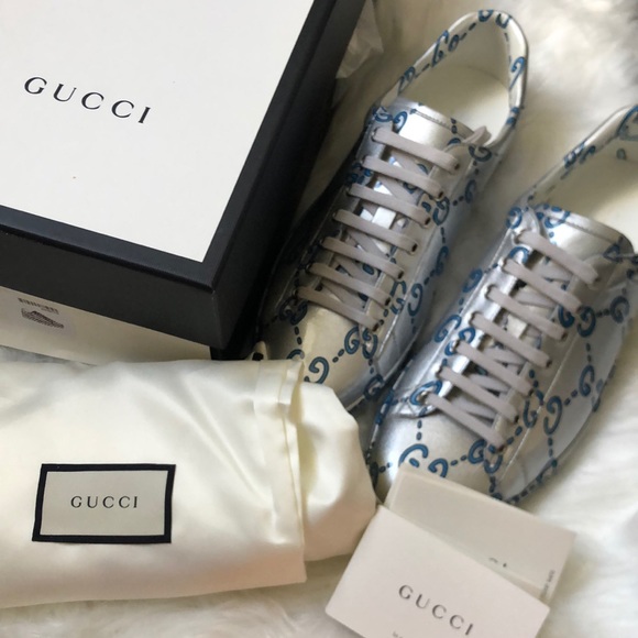 Gucci Silver and Blue Sneakers - Picture 9 of 11